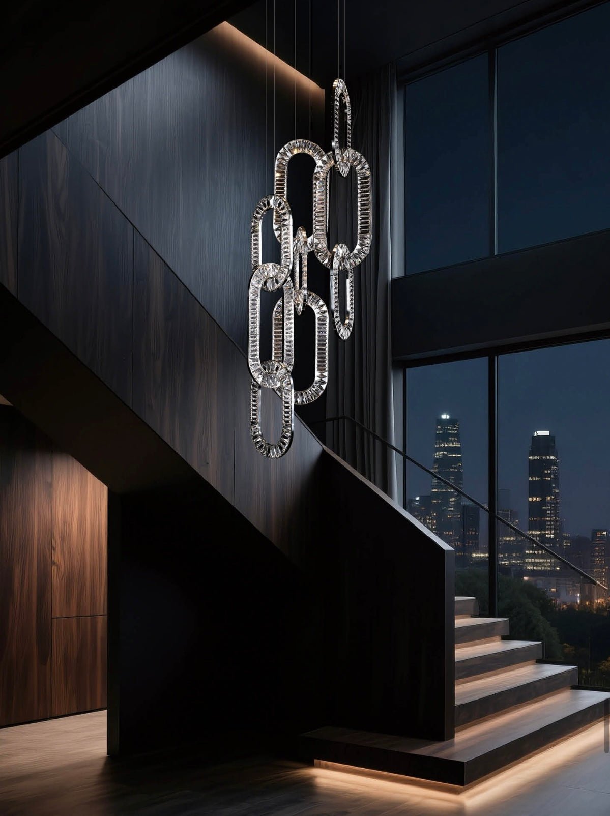 Modern Luxury Crystal Chain Cluster Chandelier for High Ceiling/Dining Room-Blushlighting-Blushlighting