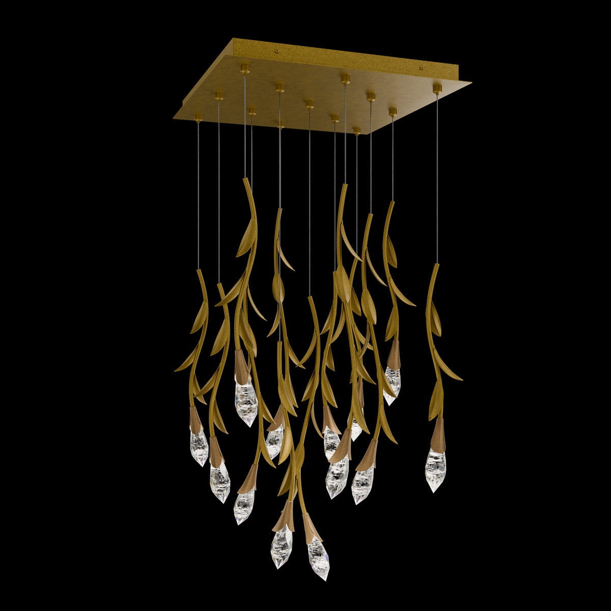Modern Luxury Floating Branches Floral Crystal Chandelier - 13 Lights/L20"*W20"*H118.1"GoldWarm LightBlushlighting