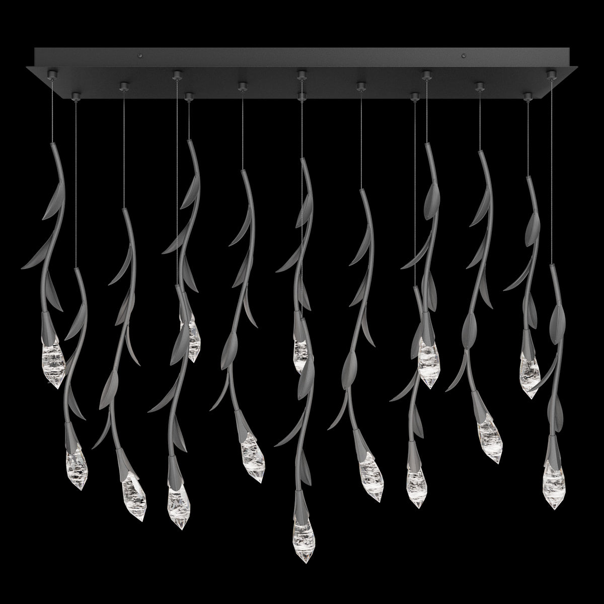 Modern Luxury Floating Branches Floral Crystal Chandelier with Rectangular Canopy for High-ceiling-Blushlighting