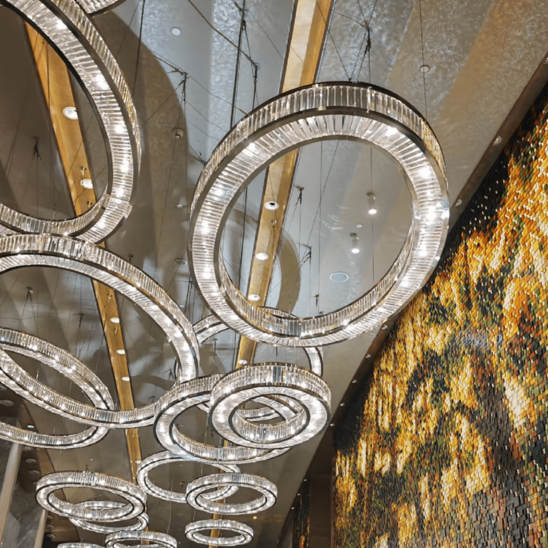 Modern Luxury Layered Fluted Crystal Ring Ceiling Light - D23.6"*H5.9"(D60cm*H15cm)Warm LightBlushlighting