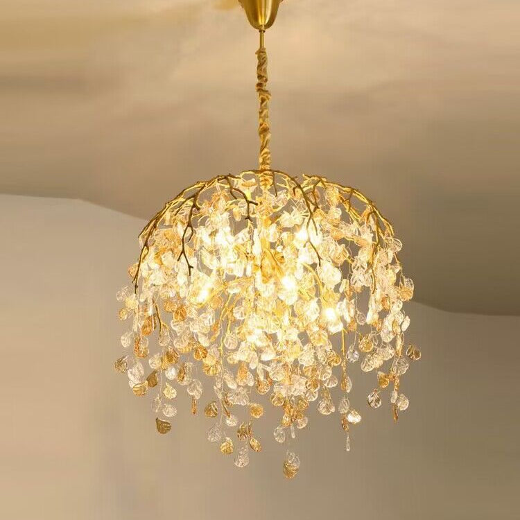 Modern Luxury Leaf Branch Glass Chandelier for Living/Dining Room/Bedroom-Chandeliers-D23.6"*H31.5"-Warm Light-Blushlighting