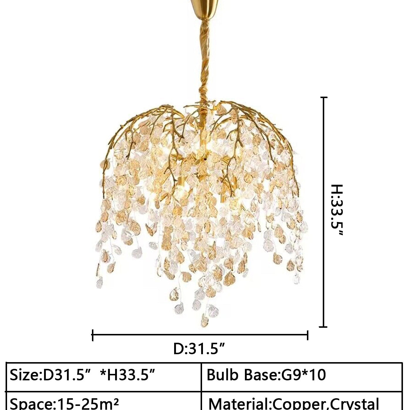Modern Luxury Leaf Branch Glass Chandelier for Living/Dining Room/Bedroom - D39.4"*H35.4"Warm LightBlushlighting