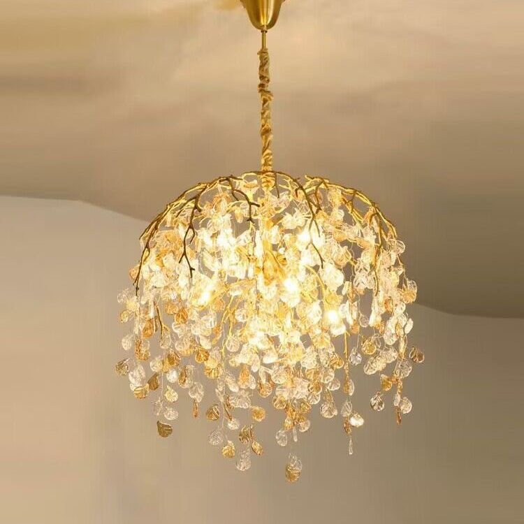 Modern Luxury Leaf Branch Glass Chandelier for Living/Dining Room/Bedroom - D23.6"*H31.5"Warm LightBlushlighting