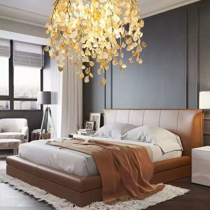 Modern Luxury Leaf Branch Glass Chandelier for Living/Dining Room/Bedroom - D39.4"*H35.4"Warm LightBlushlighting