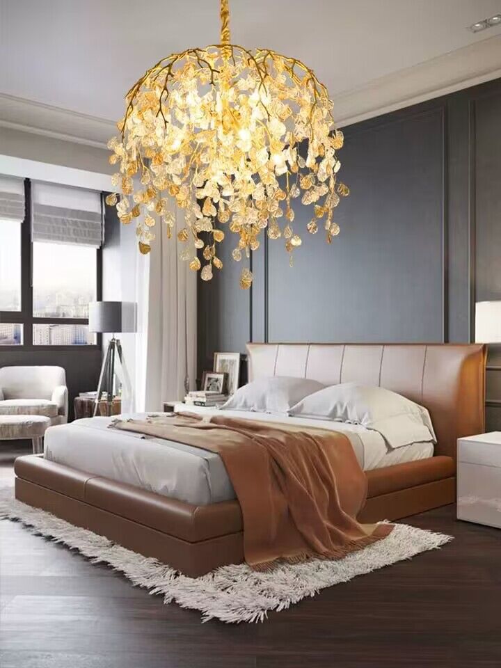 Modern Luxury Leaf Branch Glass Chandelier for Living/Dining Room/Bedroom - D39.4"*H35.4"Warm LightBlushlighting