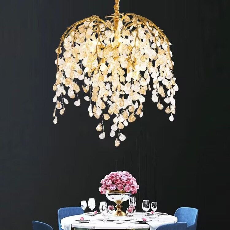 Modern Luxury Leaf Branch Glass Chandelier for Living/Dining Room/Bedroom - D39.4"*H35.4"Warm LightBlushlighting