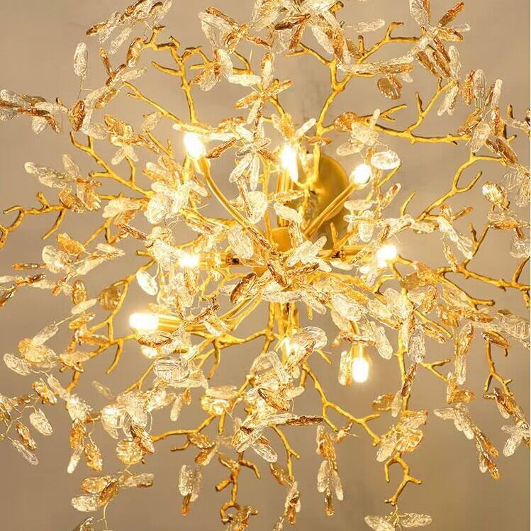 Modern Luxury Leaf Branch Glass Chandelier for Living/Dining Room/Bedroom - D39.4"*H35.4"Warm LightBlushlighting