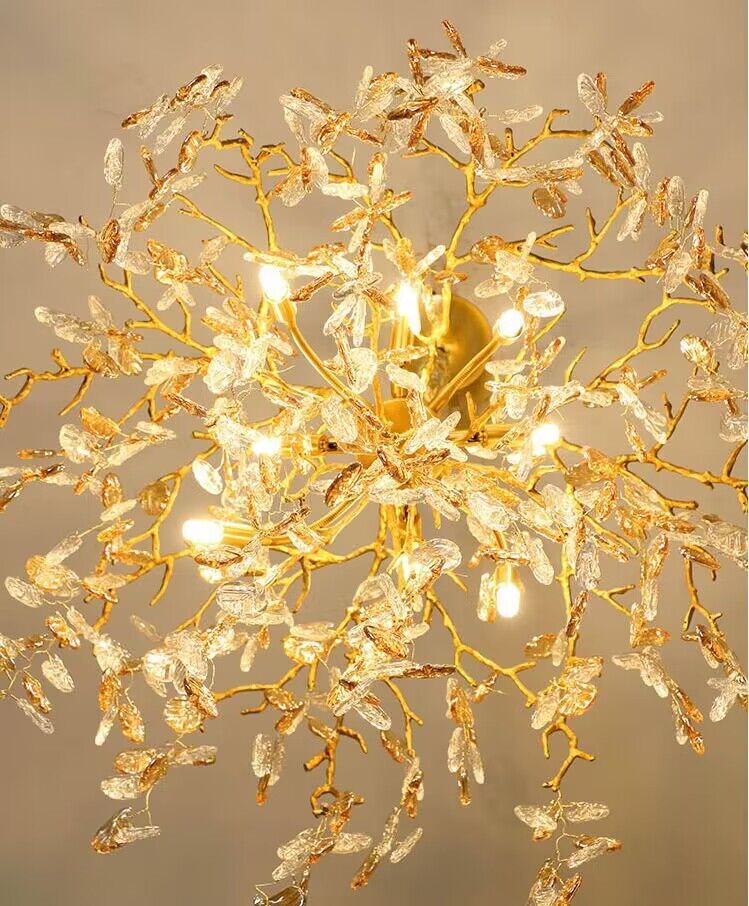 Modern Luxury Leaf Branch Glass Chandelier for Living/Dining Room/Bedroom-Chandeliers-Blushlighting