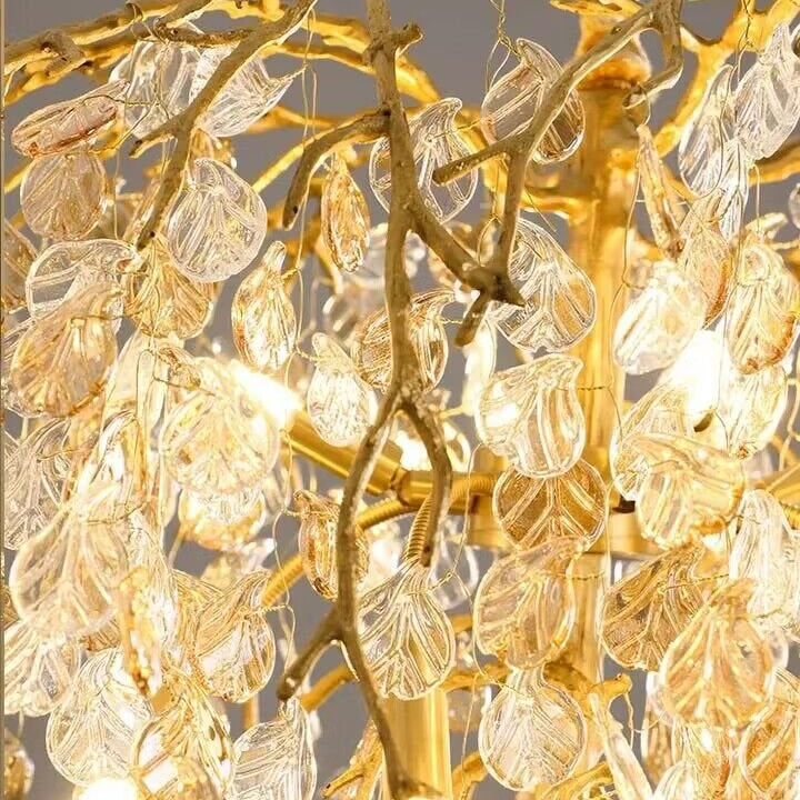 Modern Luxury Leaf Branch Glass Chandelier for Living/Dining Room/Bedroom - D39.4"*H35.4"Warm LightBlushlighting