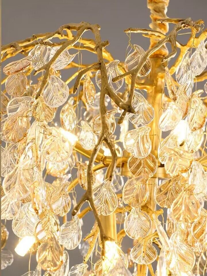 Modern Luxury Leaf Branch Glass Chandelier for Living/Dining Room/Bedroom - D39.4"*H35.4"Warm LightBlushlighting