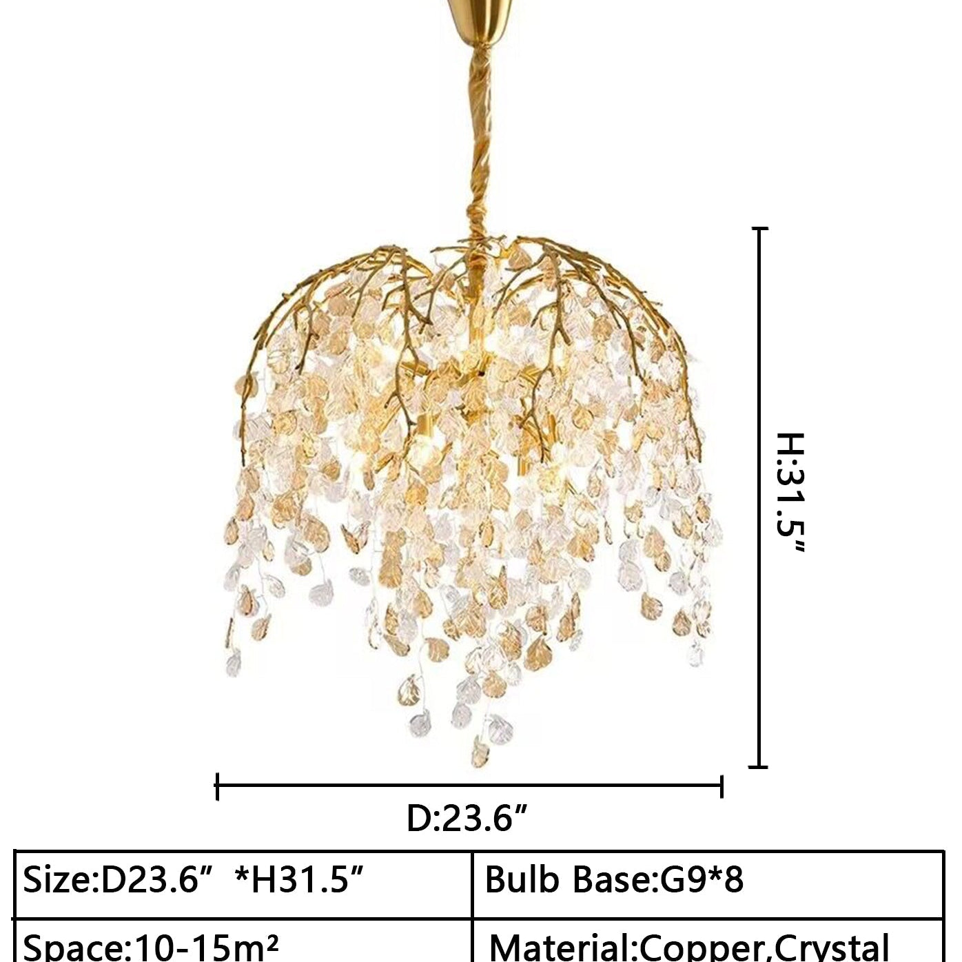 Modern Luxury Leaf Branch Glass Chandelier for Living/Dining Room/Bedroom - D39.4"*H35.4"Warm LightBlushlighting