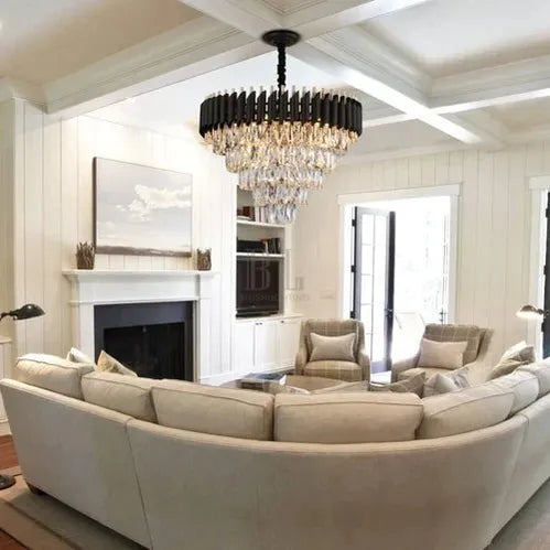 Modern Luxury Multi - Tier Oval/Round Crystal Tiered Chandelier - Oval/L31.5"*W11.8"*H11.8"/3 TiersWarm LightBlushlighting