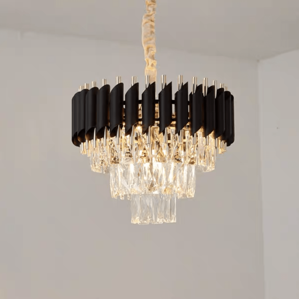 Modern Luxury Multi - Tier Oval/Round Crystal Tiered Chandelier - Round/D15.7"*H11.8"/3 TiersWarm LightBlushlighting