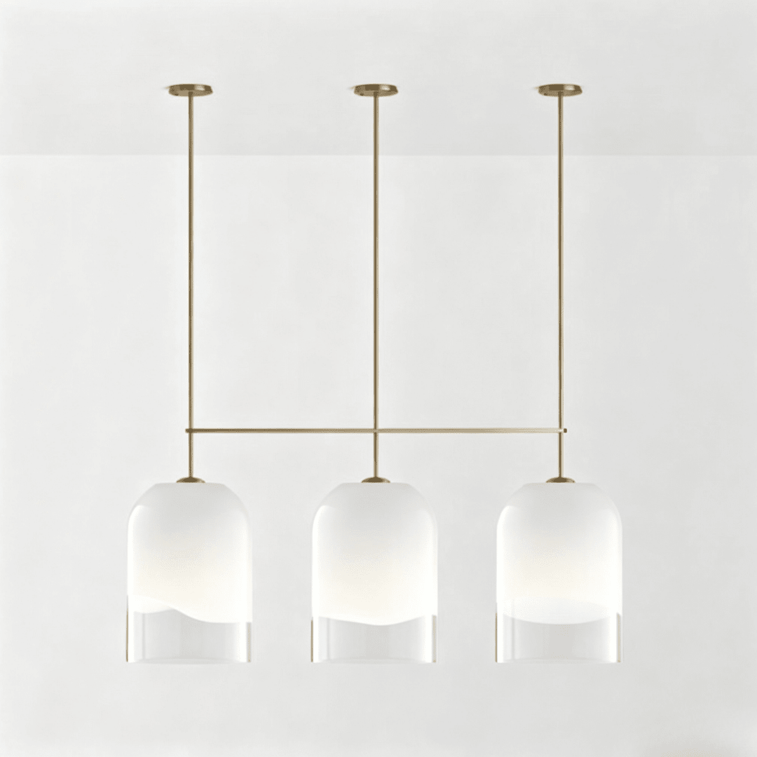 Modern Minimalist Brass Glass Pendant Light for Kitchen Island/Bedroom/Dining Room - L54"*W14"*H36"(L137.16cm*W35.56cm*H91.44cm)Warm LightBlushlighting