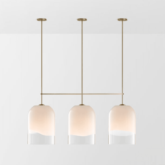 Modern Minimalist Brass Glass Pendant Light for Kitchen Island/Bedroom/Dining Room - L54"*W14"*H36"(L137.16cm*W35.56cm*H91.44cm)Warm LightBlushlighting