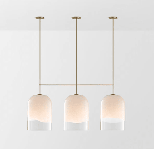 Modern Minimalist Brass Glass Pendant Light for Kitchen Island/Bedroom/Dining Room - L54"*W14"*H36"(L137.16cm*W35.56cm*H91.44cm)Warm LightBlushlighting