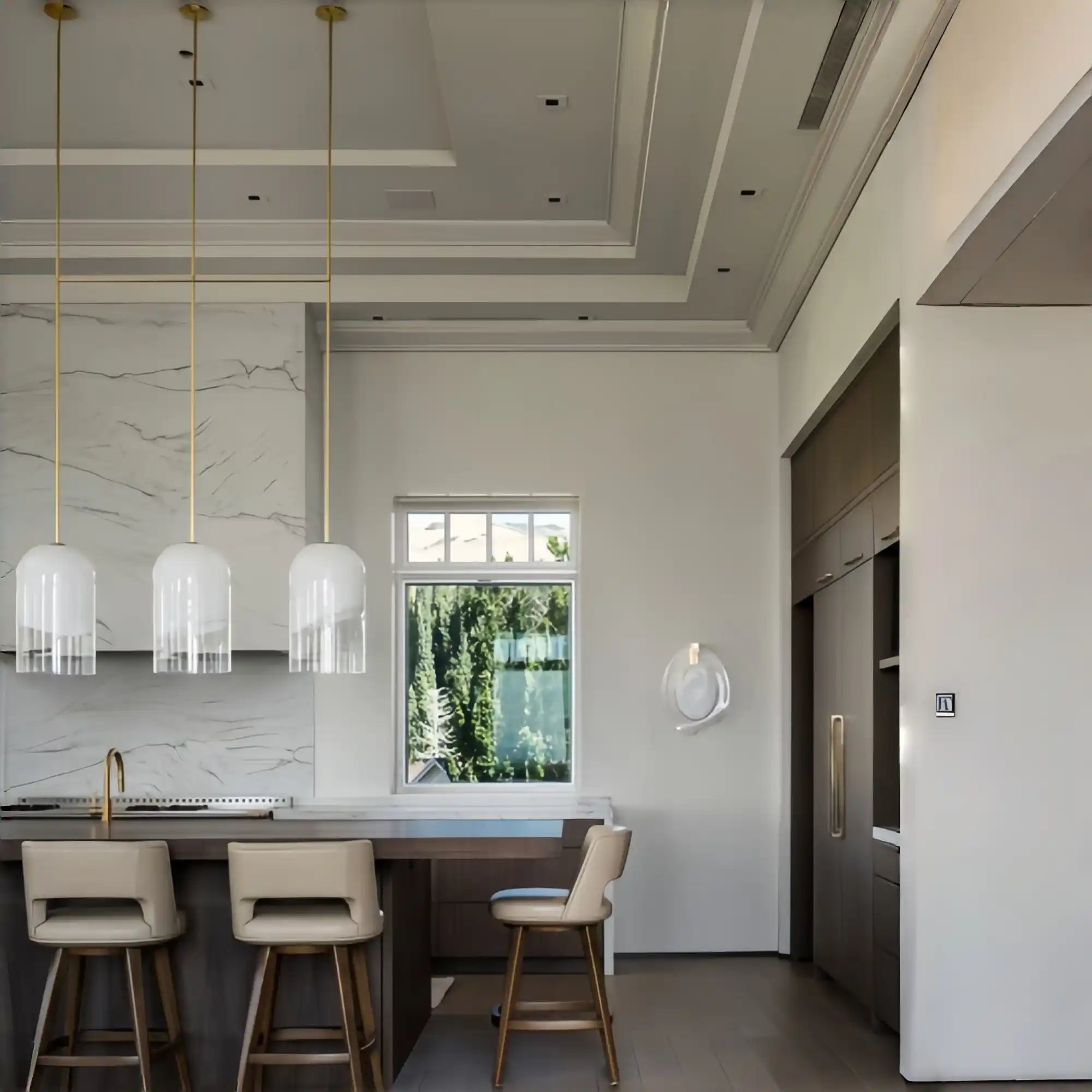 Modern Minimalist Brass Glass Pendant Light for Kitchen Island/Bedroom/Dining Room - Custom(contact us)Warm LightBlushlighting