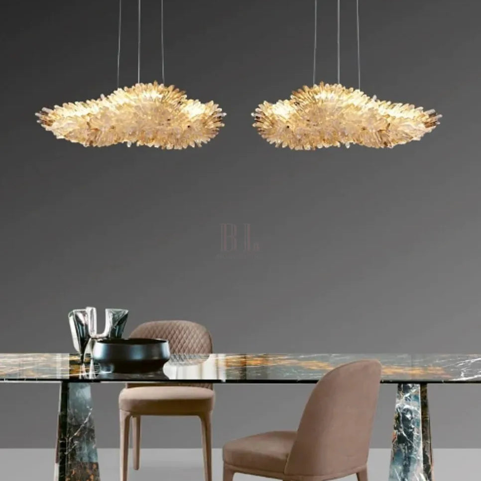 Modern Natural Crystal Wing Chandelier - L25.6"*H10.2"(L65cm*W26cm)AmberWarm LightBlushlighting