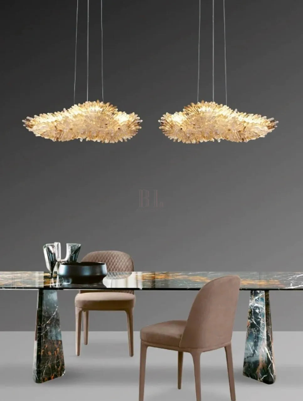 Modern Natural Crystal Wing Chandelier - L25.6"*H10.2"(L65cm*W26cm)AmberWarm LightBlushlighting
