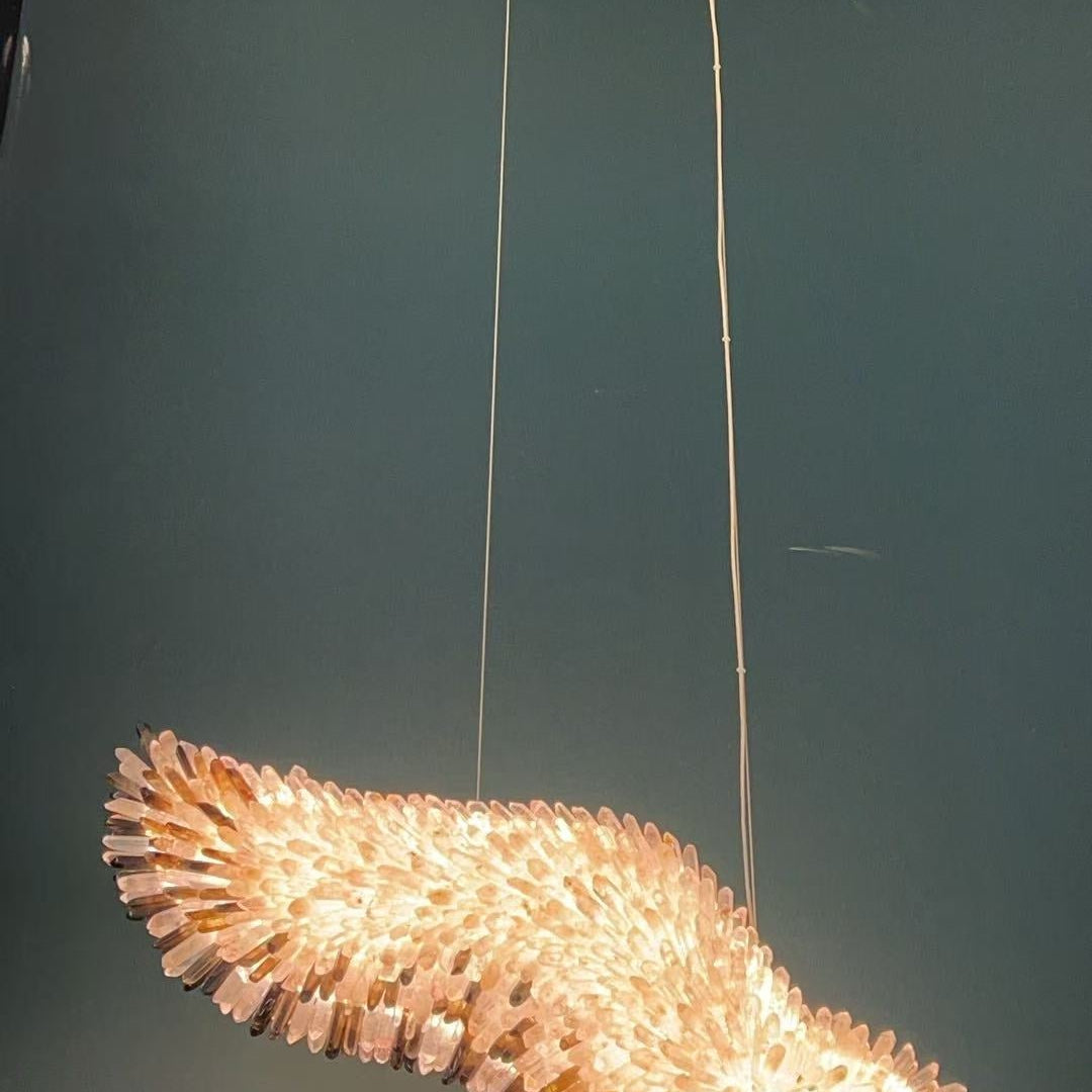 Modern Natural Crystal Wing Chandelier - L25.6"*H10.2"(L65cm*W26cm)AmberWarm LightBlushlighting