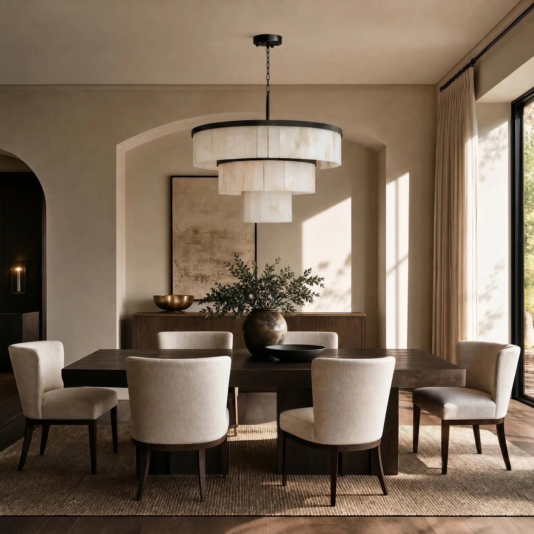 Modern Nature Alabaster 3 Tier Chandelier - BlackBlushlighting