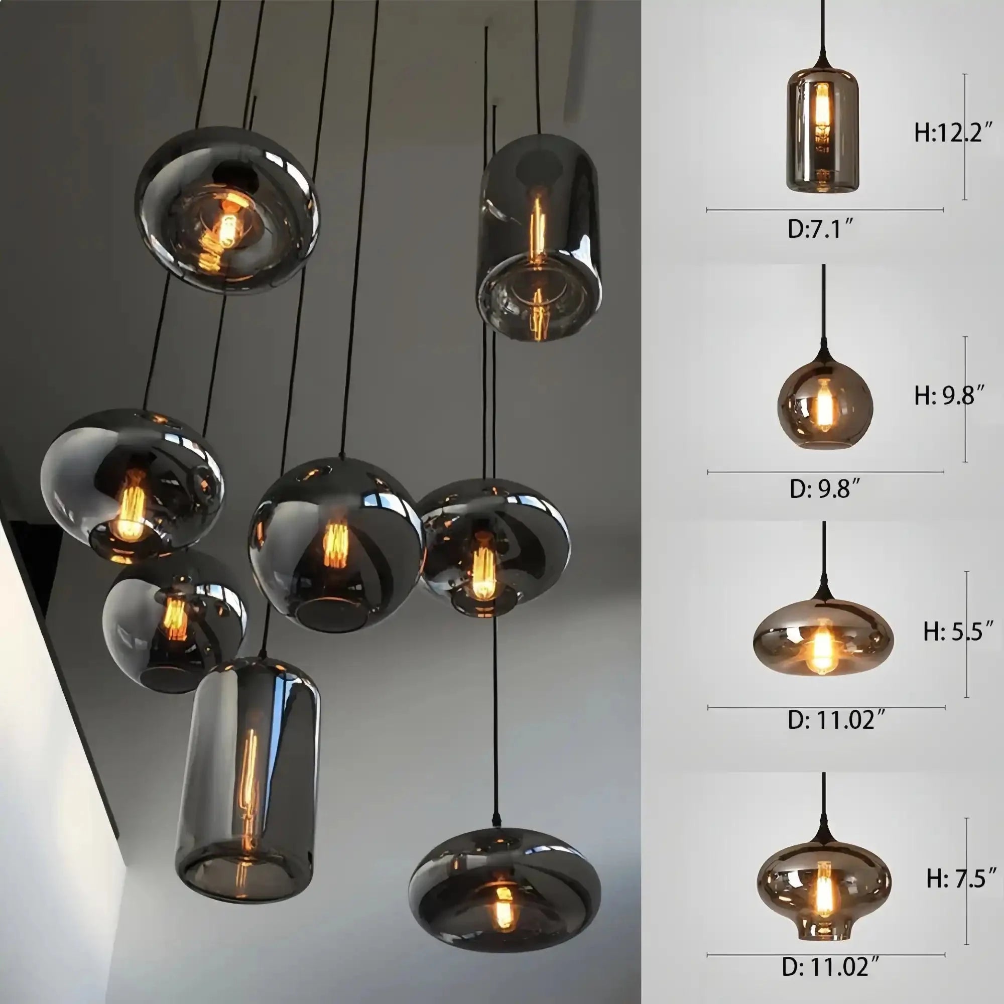 Modern Pendant Fixture light For 2 Story Foyer /Enterway /Staircase - Ceiling Plate: L27.6"*W27.6"/6 LightsWarm LightBlushlighting