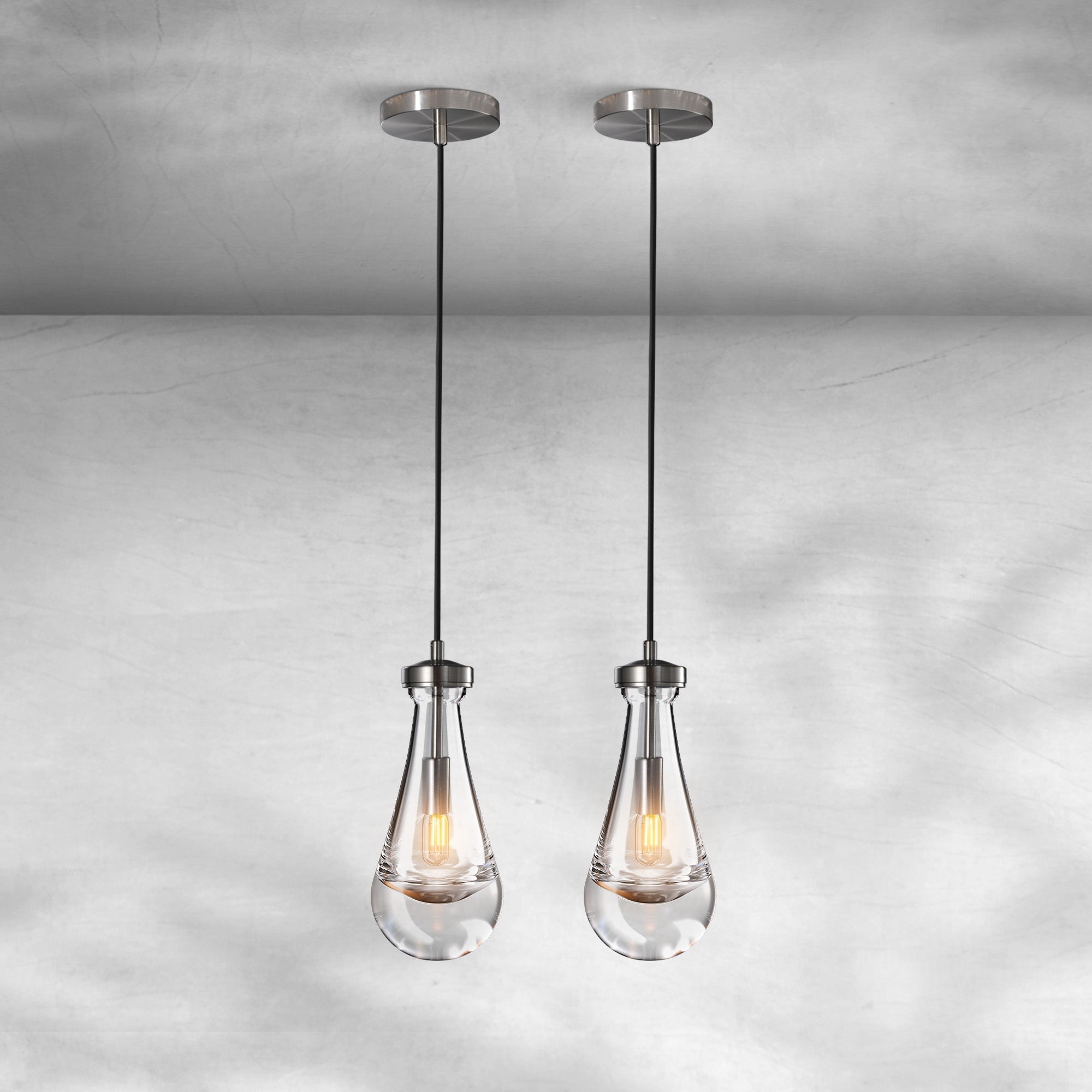 Modern Raindrop Pendant Light - NickelSet of 2Blushlighting