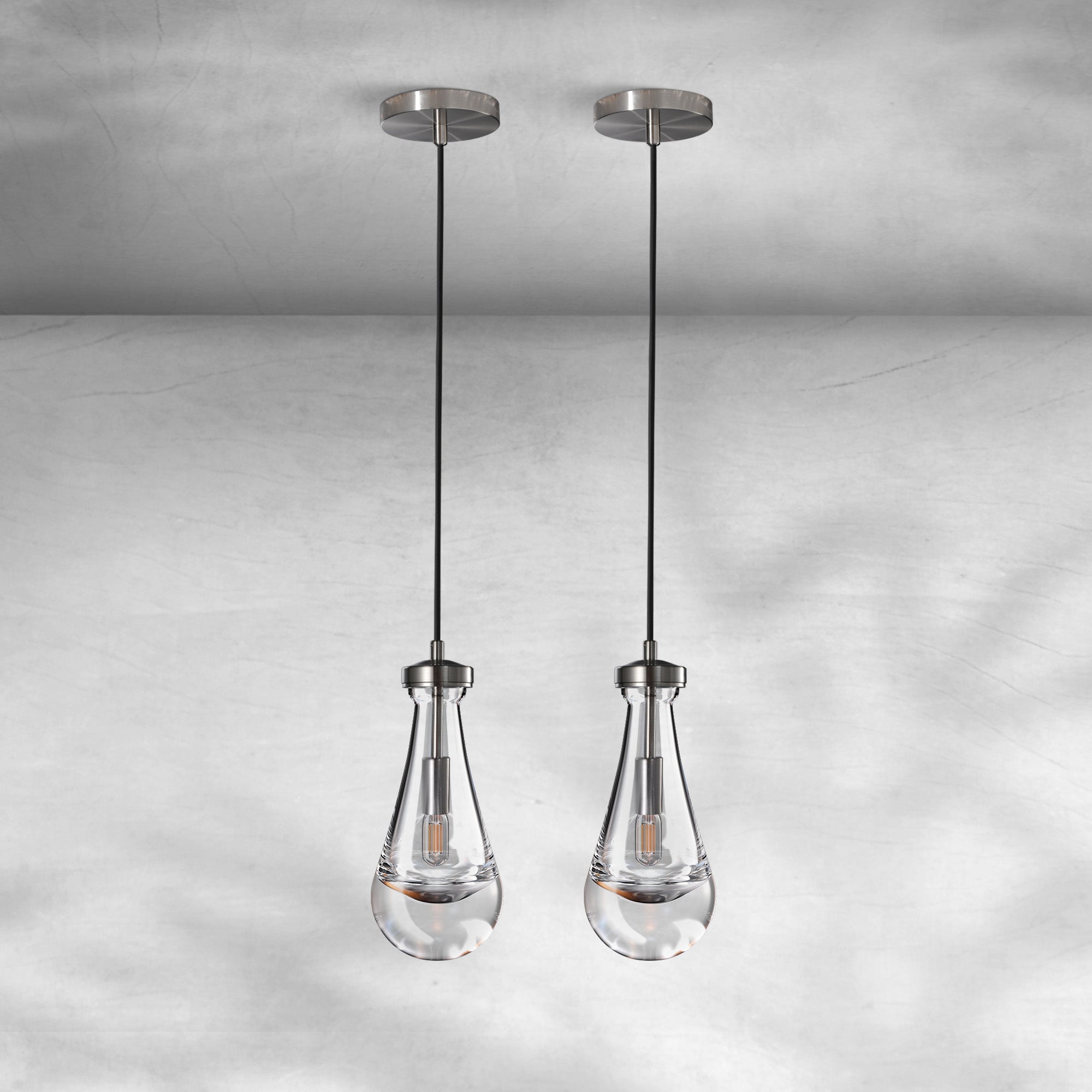 Modern Raindrop Pendant Light - NickelSet of 2Blushlighting