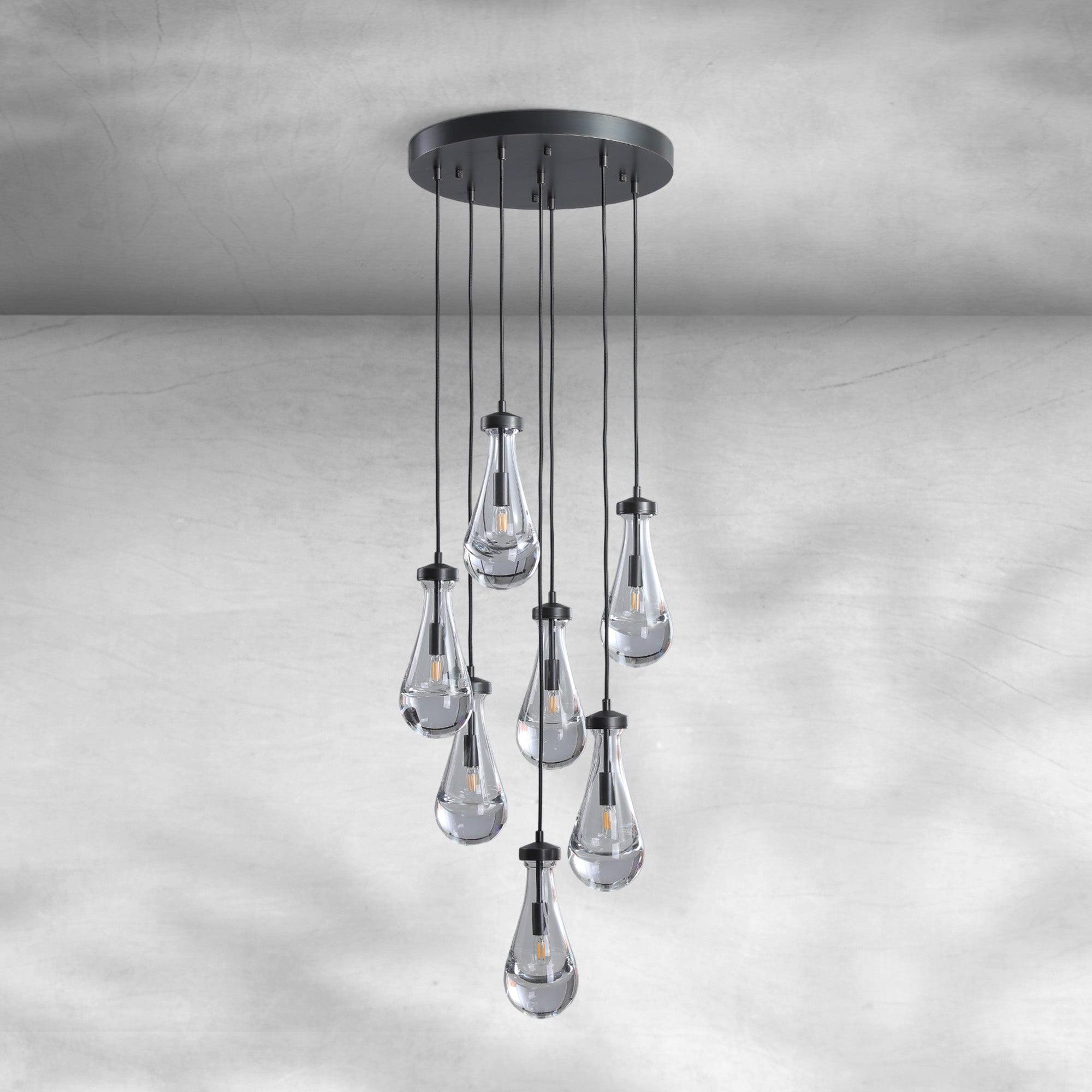 Modern Raindrop Pendant Light - Brass7 LightBlushlighting