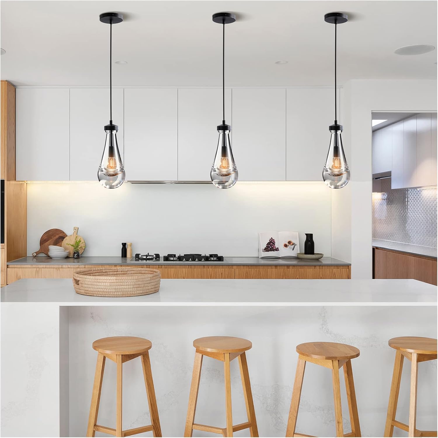 Modern Raindrop Pendant Light - Nickel7 LightBlushlighting