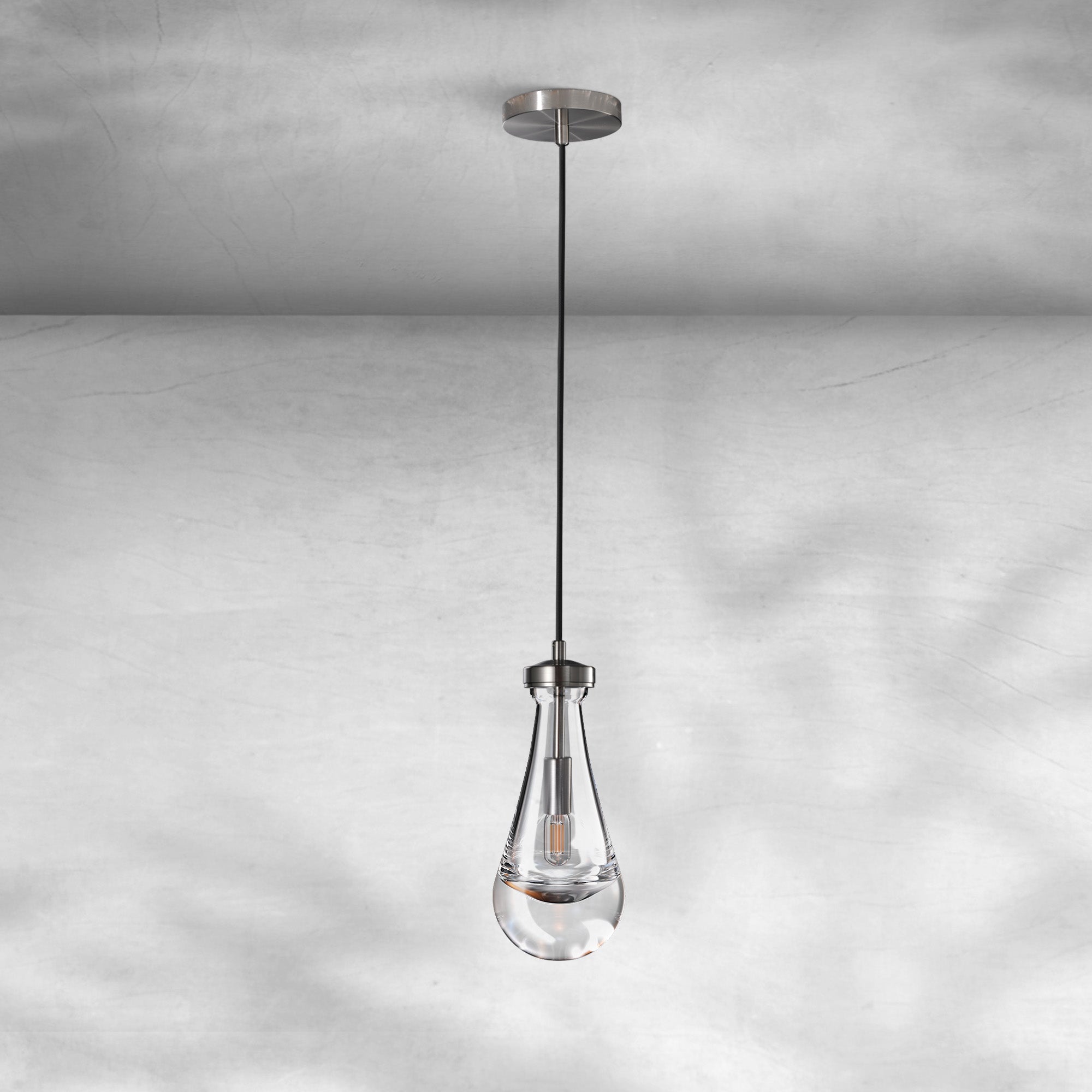 Modern Raindrop Pendant Light - NickelSingleBlushlighting