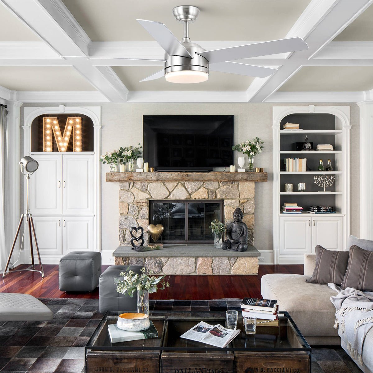 Modern Recessed Ceiling Fan Light - NickelBlushlighting