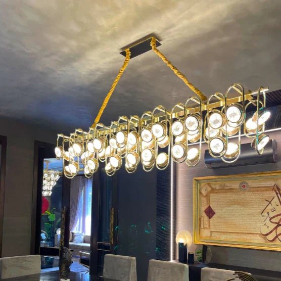 Modern Rectangular Crystal Chandelier for Dining Room - L51.18"*H11.8"(L150cm*H30cm)Warm LightBlushlighting