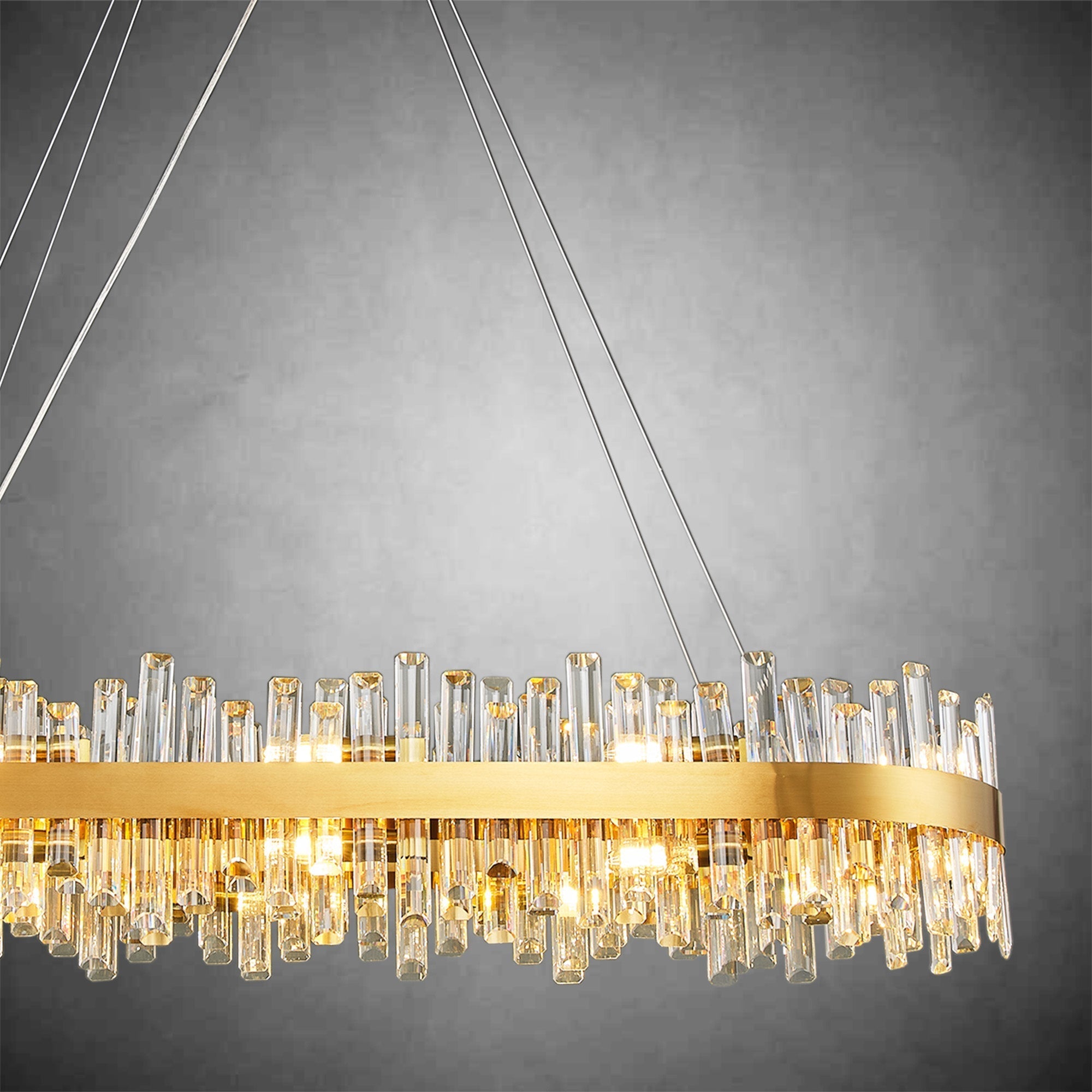 Modern Rectangular Crystal Chandeliers - Rectangle L52''Blushlighting