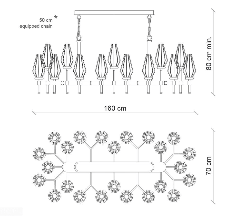 Modern Rectangular Crystal Shade Chandelier for Dining Room - L63"*W27.56"*H31.5"(L160cm*W70cm*H80cm)Blushlighting