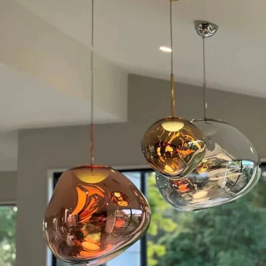 Modern Rock Glass Special Shape Pendant Lighting - D7.87''GoldWarm LightBlushlighting