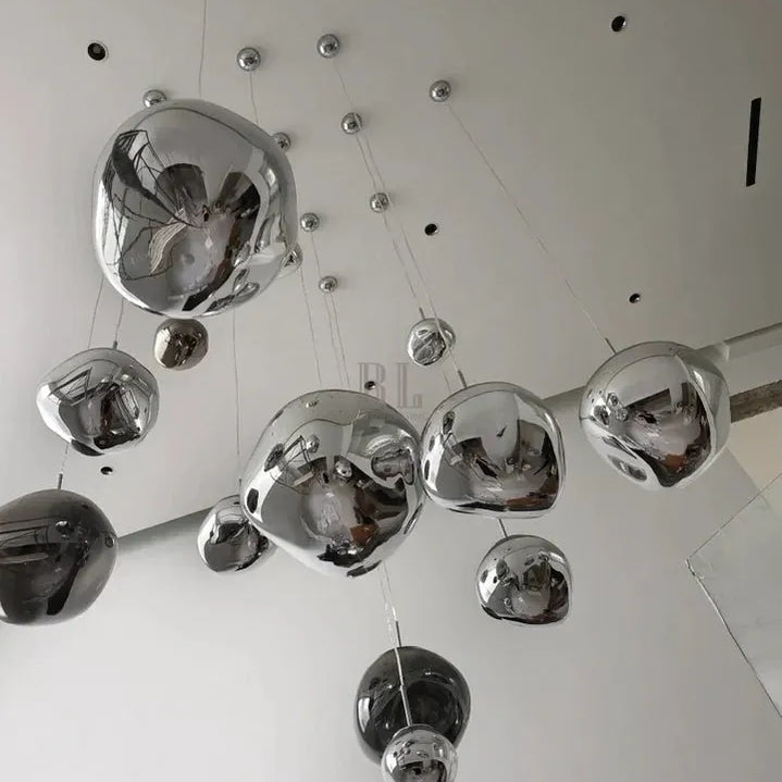 Modern Rock Glass Special Shape Pendant Lighting - D7.87''GoldWarm LightBlushlighting
