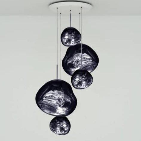 Modern Rock Glass Special Shape Pendant Lighting - Set B: D37.4"*H72.1"(D7.87"*3+D14.17"*2)Smoke GreyWarm LightBlushlighting