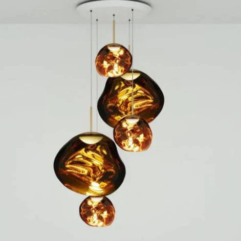 Modern Rock Glass Special Shape Pendant Lighting - Set B: D37.4"*H72.1"(D7.87"*3+D14.17"*2)GoldWarm LightBlushlighting