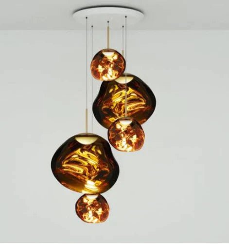 Modern Rock Glass Special Shape Pendant Lighting - Set B: D37.4"*H72.1"(D7.87"*3+D14.17"*2)GoldWarm LightBlushlighting