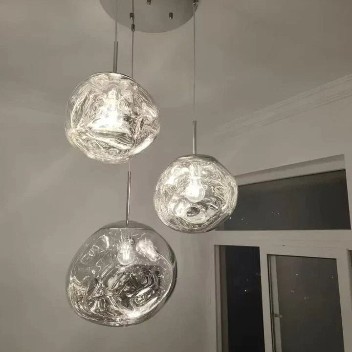 Modern Rock Glass Special Shape Pendant Lighting - D7.87''GoldWarm LightBlushlighting