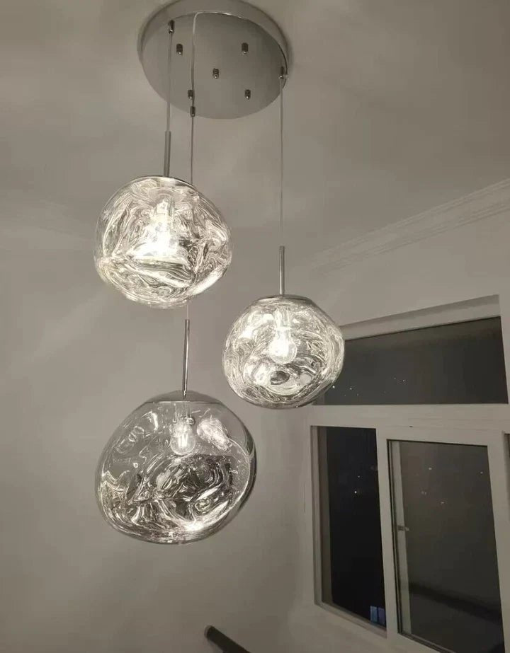 Modern Rock Glass Special Shape Pendant Lighting - D7.87''GoldWarm LightBlushlighting