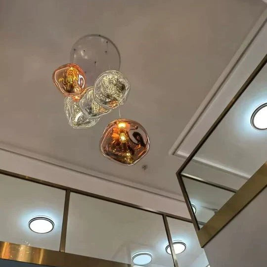 Modern Rock Glass Special Shape Pendant Lighting - D7.87''GoldWarm LightBlushlighting