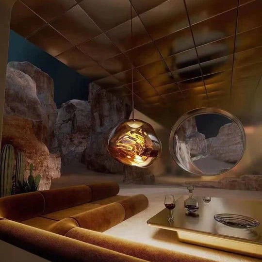 Modern Rock Glass Special Shape Pendant Lighting - D7.87''GoldWarm LightBlushlighting