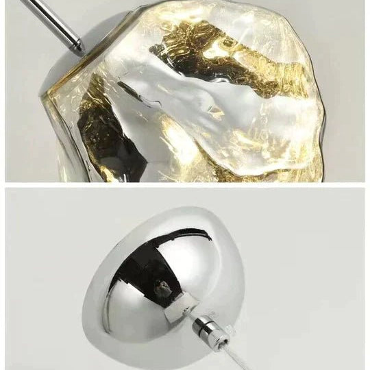 Modern Rock Glass Special Shape Pendant Lighting - D7.87''GoldWarm LightBlushlighting