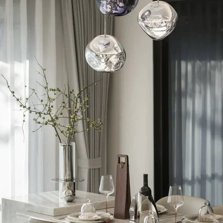 Modern Rock Glass Special Shape Pendant Lighting - D7.87''GoldWarm LightBlushlighting