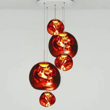 Modern Rock Glass Special Shape Pendant Lighting - Set B: D37.4"*H72.1"(D7.87"*3+D14.17"*2)Rose GoldWarm LightBlushlighting