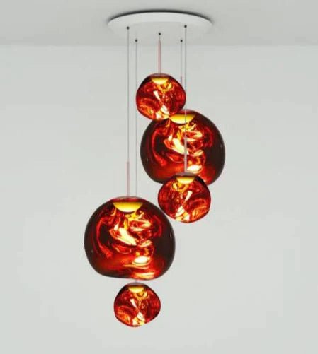 Modern Rock Glass Special Shape Pendant Lighting - Set B: D37.4"*H72.1"(D7.87"*3+D14.17"*2)Rose GoldWarm LightBlushlighting
