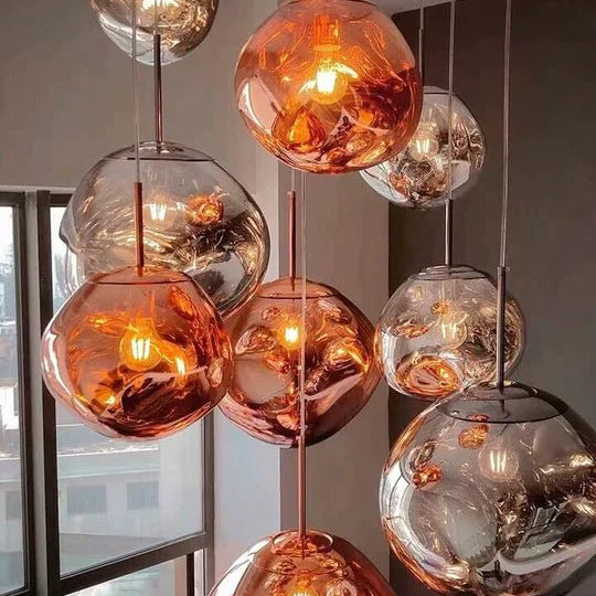 Modern Rock Glass Special Shape Pendant Lighting - D7.87''GoldWarm LightBlushlighting