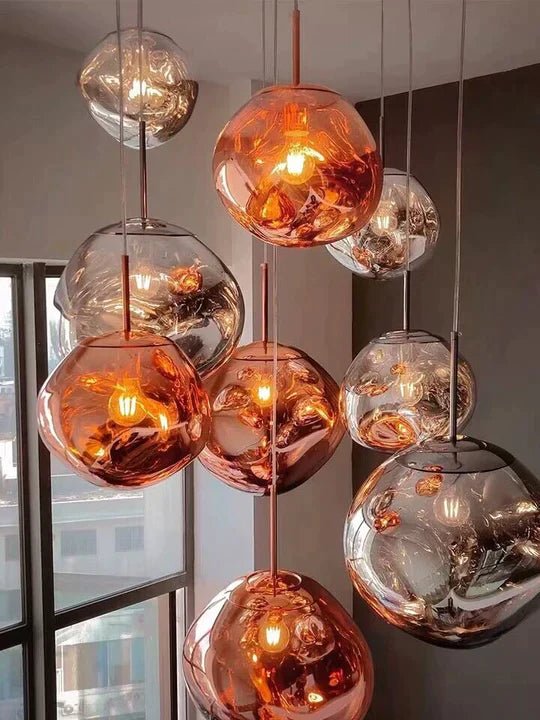 Modern Rock Glass Special Shape Pendant Lighting - D7.87''GoldWarm LightBlushlighting